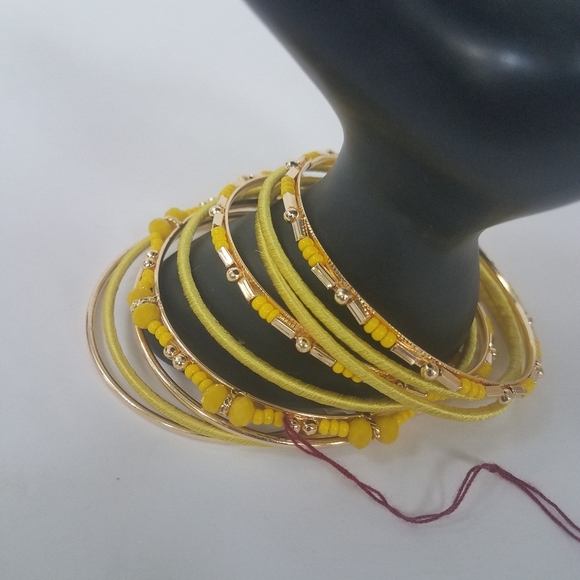9 Yellow and Gold Tone Bangles - Picture 1 of 8